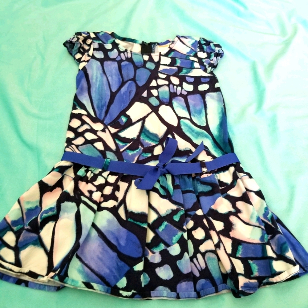 Butterfly wing pattern drop waist dress